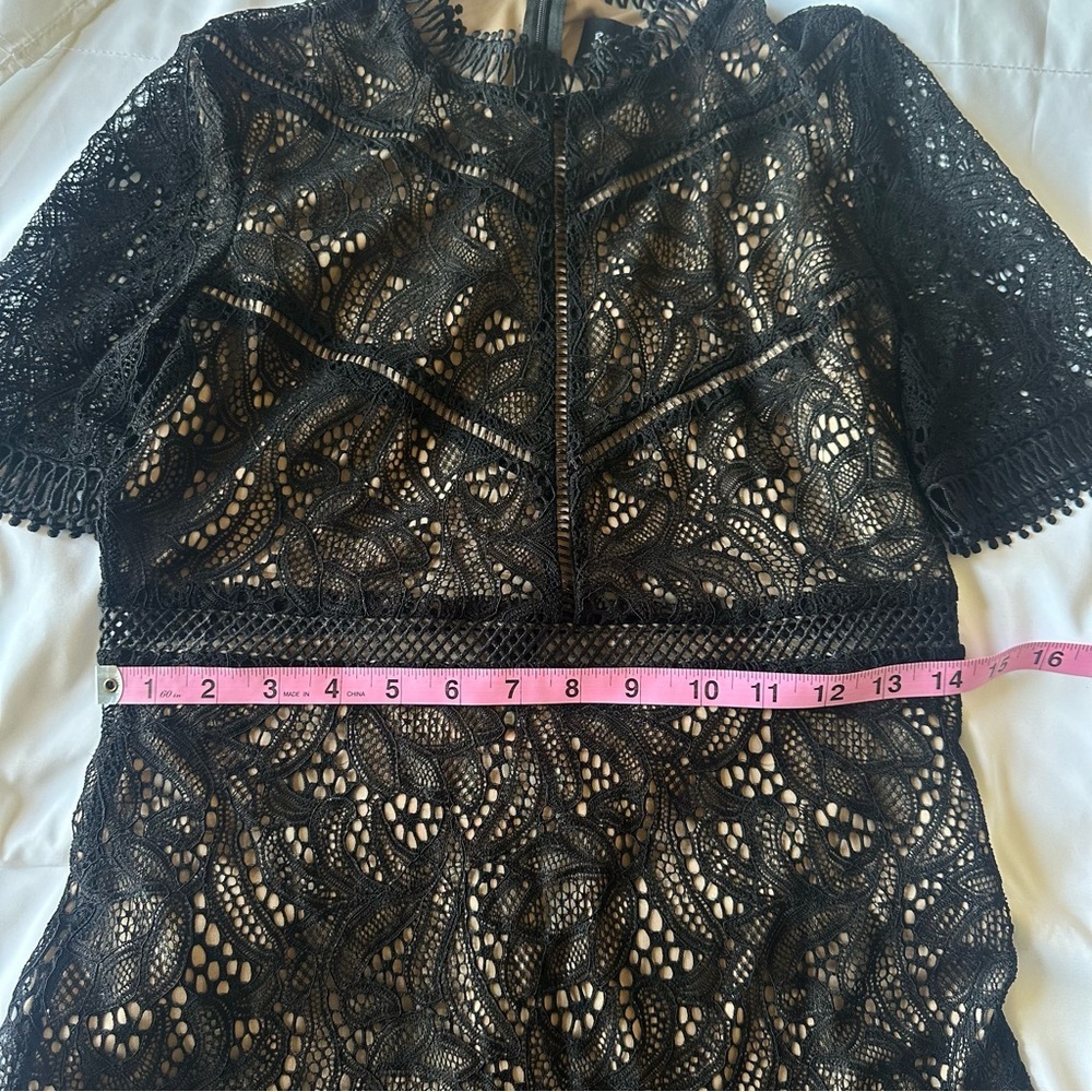Bardot Theodora Dress Black Lace Mini Size 6 / Small - Picture 10 of 12